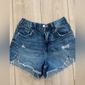 Zara Distressed Blue Denim Shorts